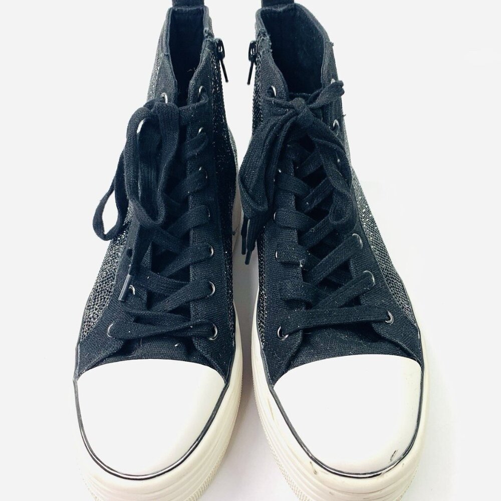Steve Madden Berker Black Rhinestone high-top Platform Sneakers Size 9 - Picture 2 of 13